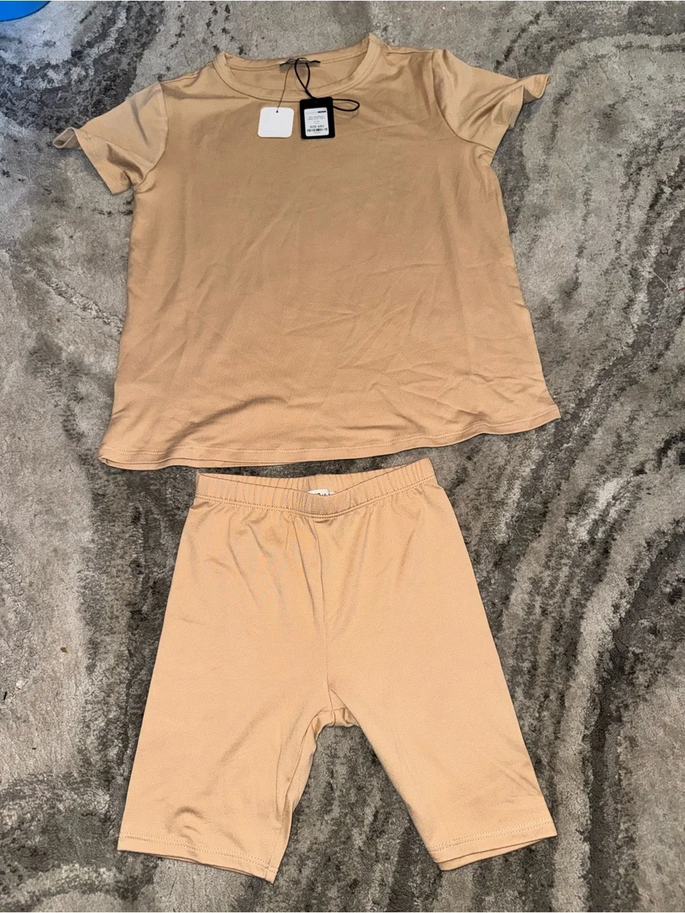 Fashion Nova Kids Camel Beige Short Sleeve Set
